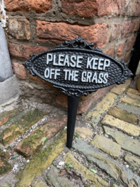 Gietijzeren bordje "Please keep off the grass"