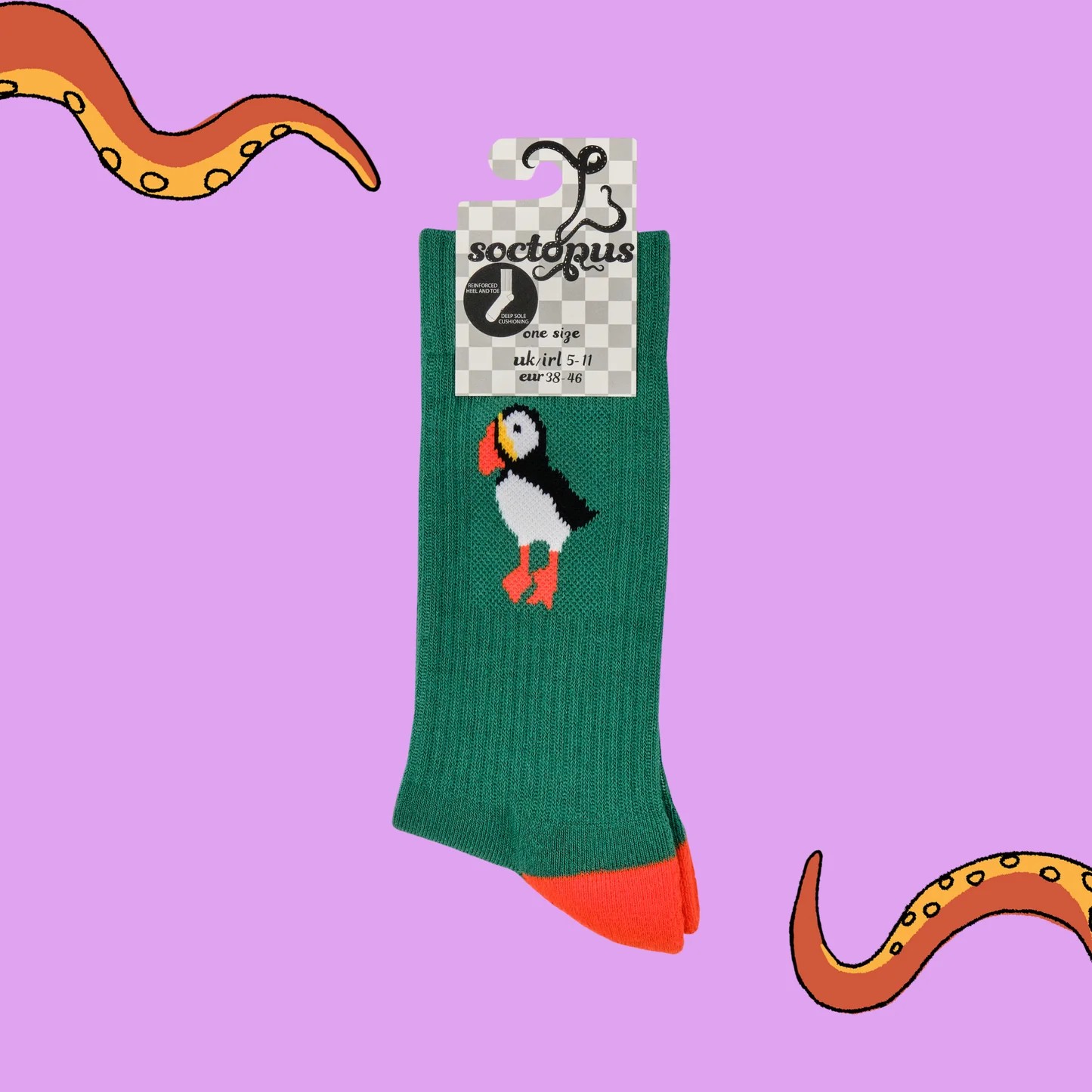 Soctopus Sportsokken Puffins - One Size, One colour