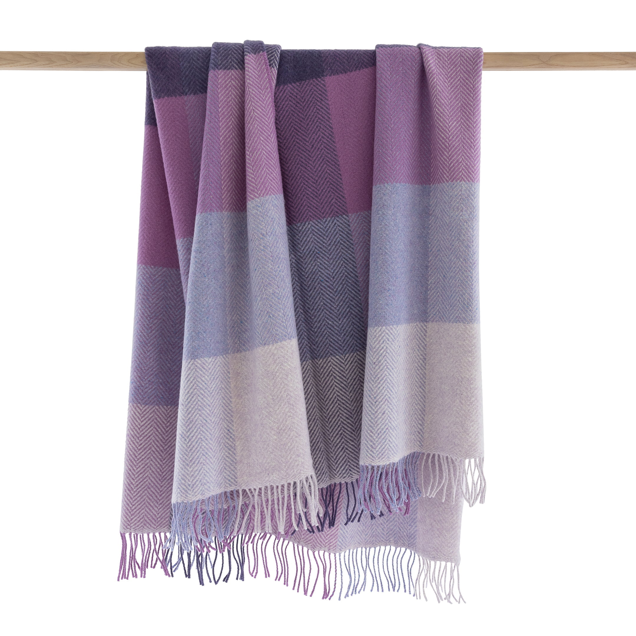 Merino/Cashmere Paarse vlakken Visgraat plaid