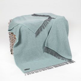 Merino/Cashmere Duck Egg/Grijze visgraat plaid