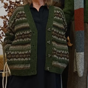 SM111M Fair Isle Neck Cardigan