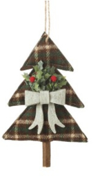 Groen geruite stoffen kerstboom met strik