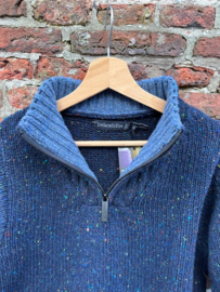 C283 Wol/Cashmere trui met ritsje in "Rich Navy"