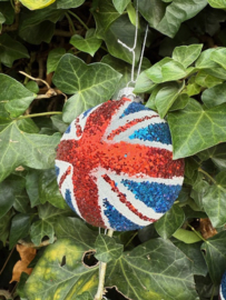 Glitter Union Flag kerstbal