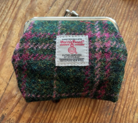 Harris Tweed portemonnee Dark Green en Plum check