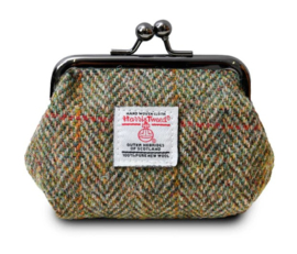 Harris Tweed portemonnee Olijfgroene/Chestnut visgraat