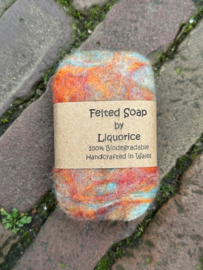 Felted Soap Roestbruin/Oranje/Blauw