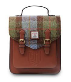 Calton backpack Chestnut and Blue tartan