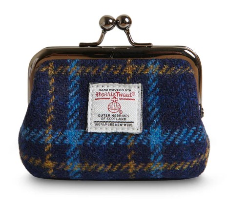 Harris Tweed portemonnee Navy Tartan ruit