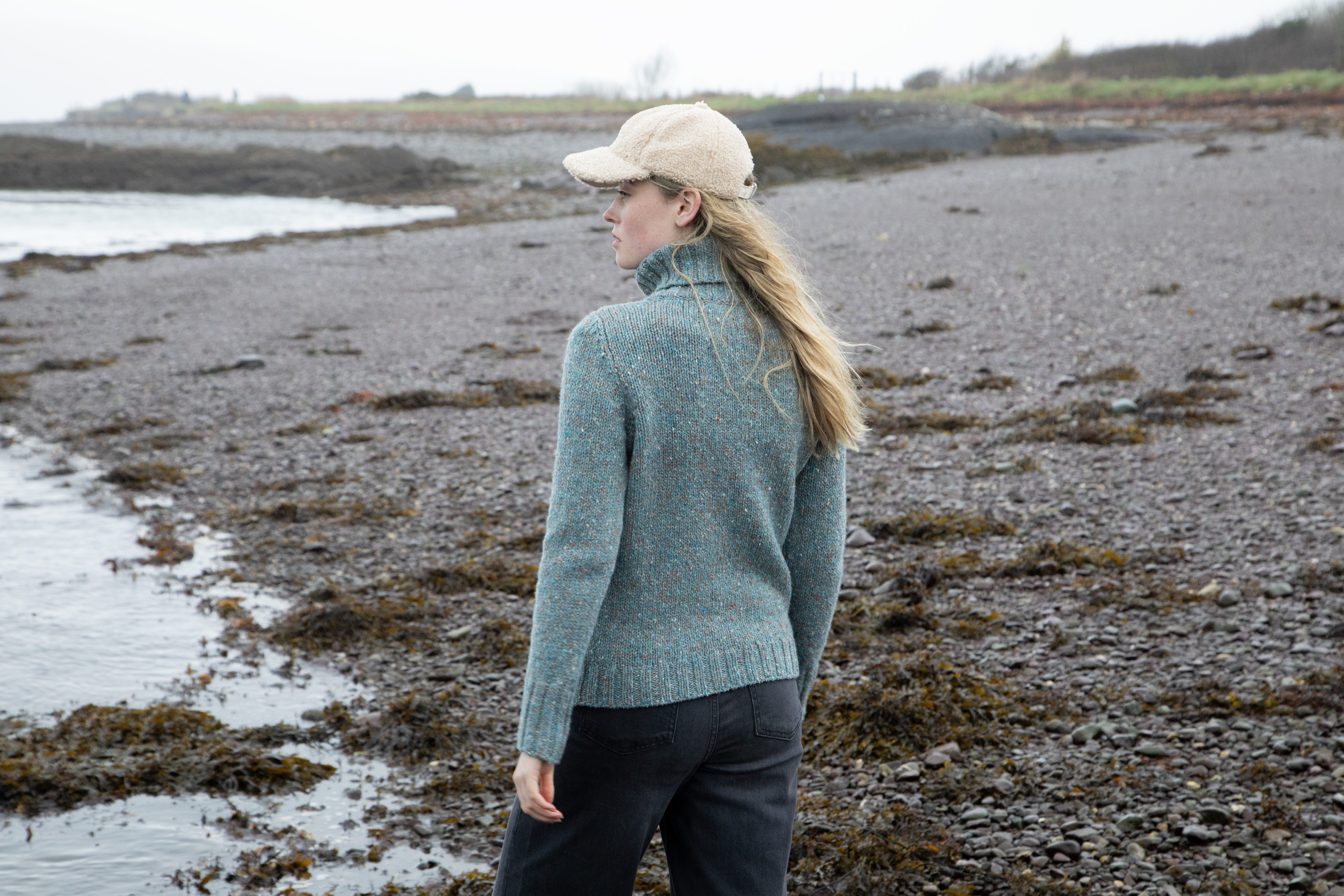 FSS72M Polo Neck Sweater Seafoam