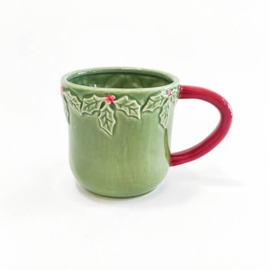 Groene Kerstbeker Hulst - Stoneware