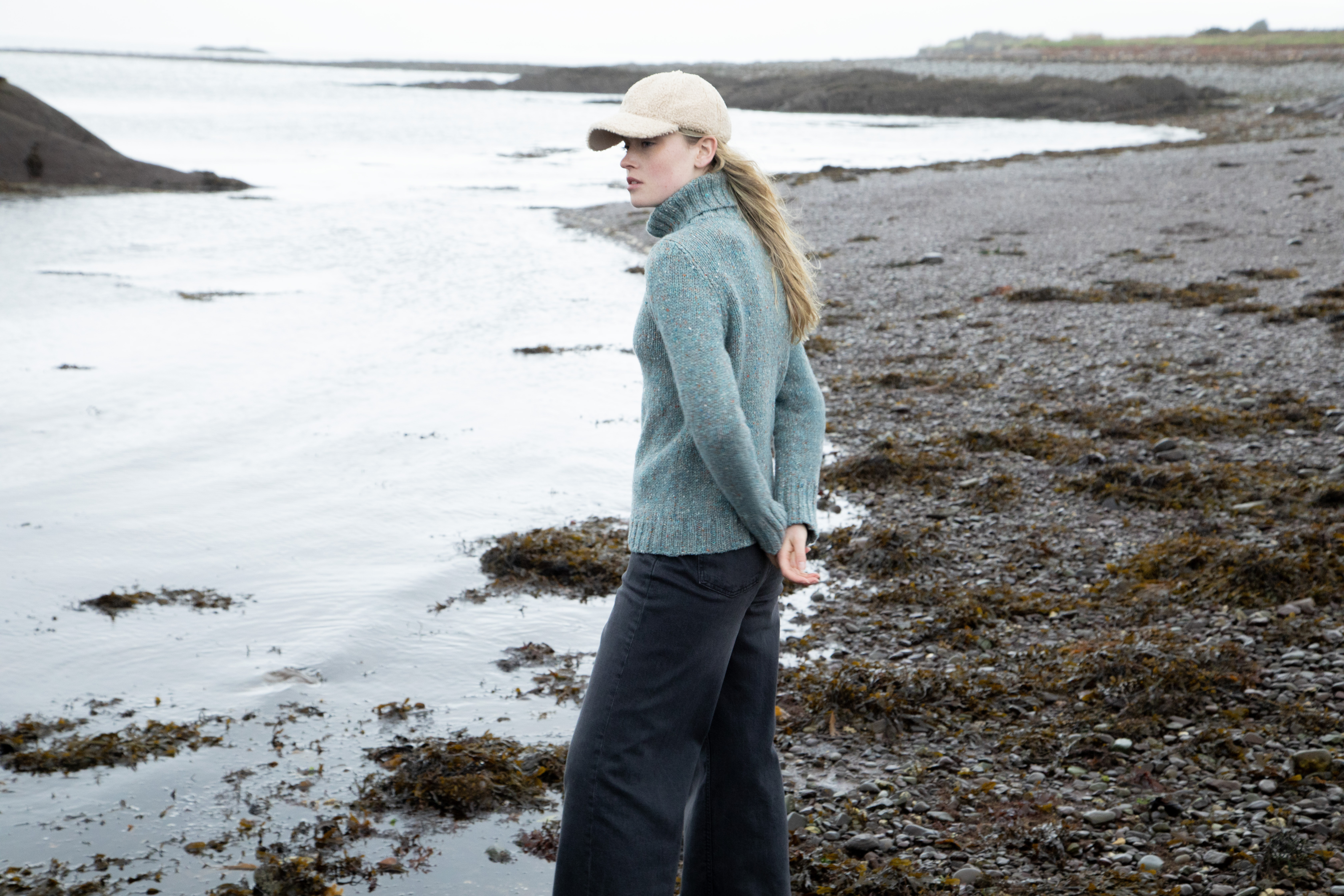 FSS72M Polo Neck Sweater Seafoam