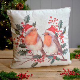 Festive Roodborst kussen