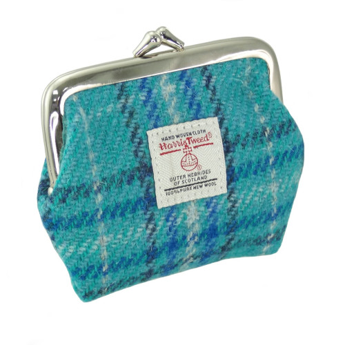 GA Harris Tweed portemonnee / Teal & Blue Check