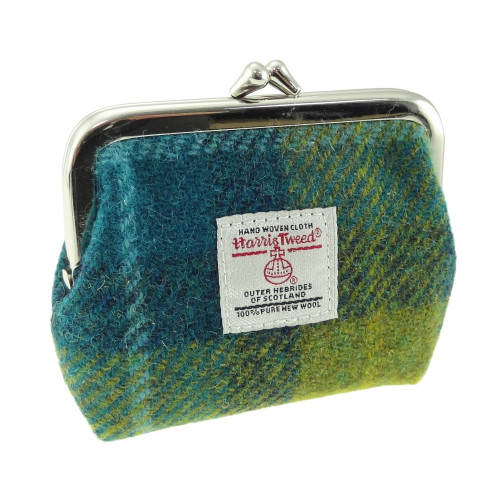 GA Harris Tweed portemonnee / Sea Blue / Green check