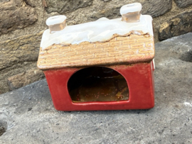 Keramiek breed Huisje rood