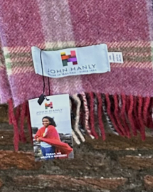Merino Lamswollen deken in Oud Roze en Lila ruit