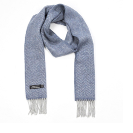 2424 John Hanly Merino/Cashmere sjaal Visgraat Light Blue Grey