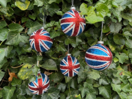 Glitter Union Flag kerstbal