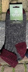 Aran Woollen Mills Sokken Grijs/Donkerrood