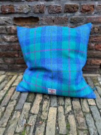 Harris Tweed Blauw?groen met fucsia streepje