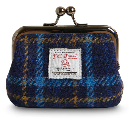 Harris Tweed portemonnee Navy tartan
