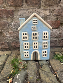 Keramiek huis lichtblauw groot