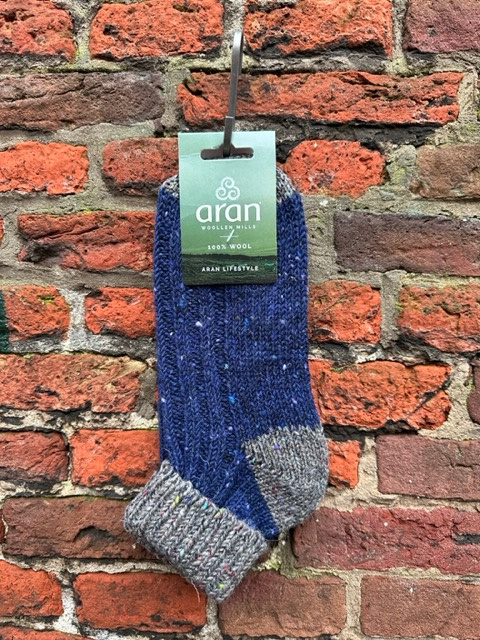 Aran Woollen Mills Sokken Donkerblauw/Grijs
