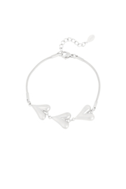Hearts unfolded armband - Zilver kleur
