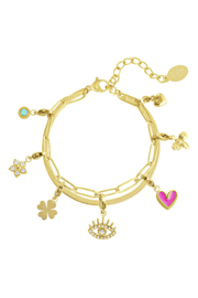 Bedelarmband eyes on you - goud