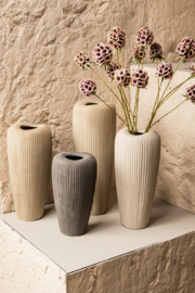 Zinet Taupe round ceramic pot with lines S