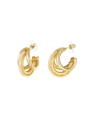 Oorbellen triple party hoops - Goud kleur