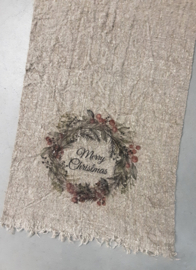 Shabby doek 30x45cm Merry Christmas Krans kleur