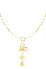 Heart trio ketting - Goud