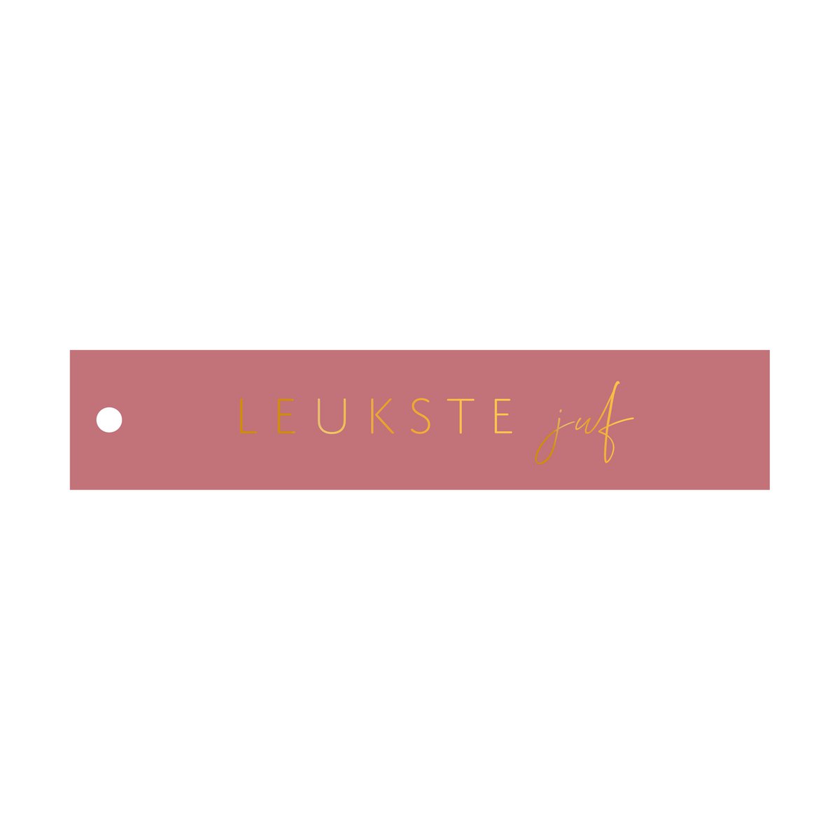 Cadeaulabel Leukste juf - rechthoek (met goudfolie)