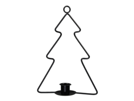 Metal candle holder/hanger tree black 26 cm
