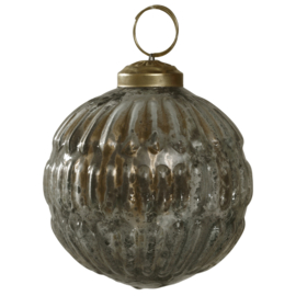 Xmas Nathen rustic gold glass ball ribbed S
