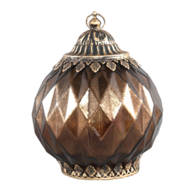 Nordy Copper glass LED lantern diamond pattern