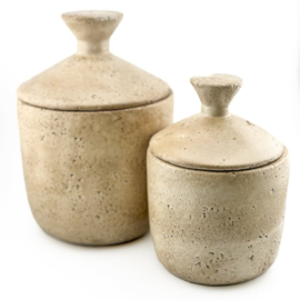 Aardewerk potje met deksel beige