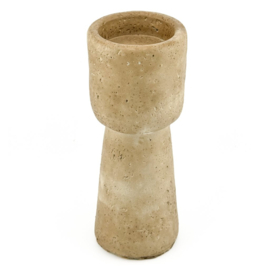 Aardewerk kaarsenstandaard beige