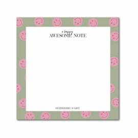 Notitieblok | Sage Green & Pink Smiley Notes