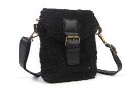 Zwart teddy schoudertasje / crossbody Astina