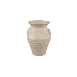 Leandra Beige round ceramic jar rough structure S