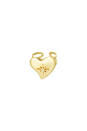 Groot hart met stenen ring - Goud kleur