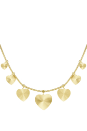 Textured hearts necklace - Gold color
