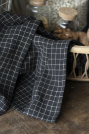 Tea towel black w/earth-coloured check pattern