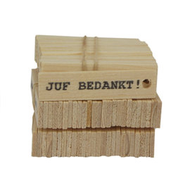 Houten label Juf