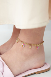 Anklet with hearts and flowers
