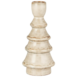 Candle holder f/2.2 cm candle grooved brown-mottled