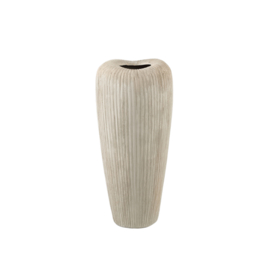 Zinet Taupe round ceramic pot with lines M
